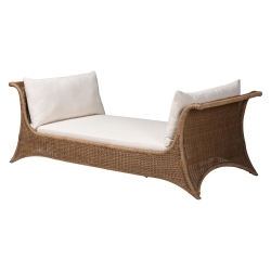 bali & pari Kalisha Natural Rattan Daybed with Cushions - Coastal Boho Indoor Lounge Sofa Bench for Living Room, Sunroom, or Bedroom Relaxation